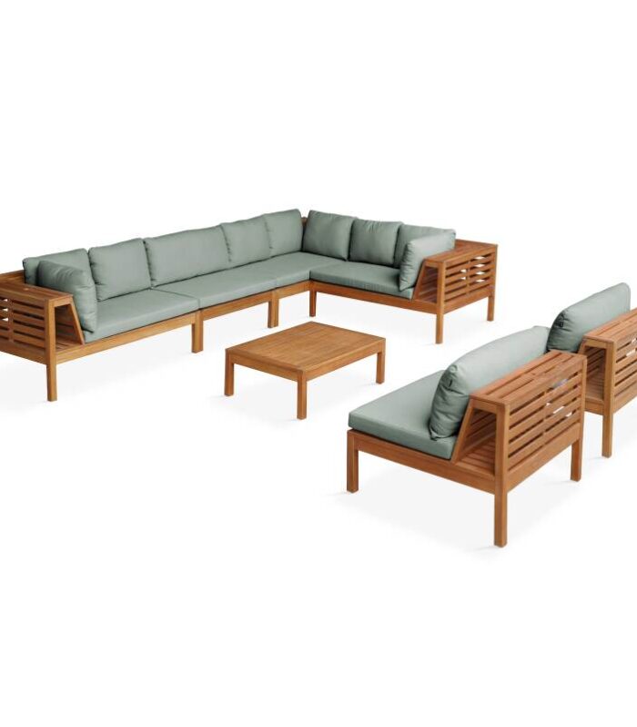 Conjunto de jardín de 8 plazas con mesa de madera de eucalipto FSC®