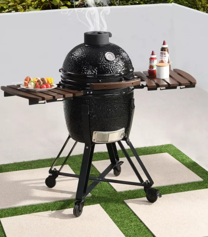 Barbacoa Kamado en Cerámica y Bambú 45x63x105 cm - Cocción Lenta y Ahumado