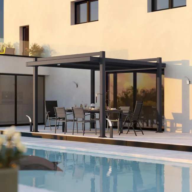Pérgola de Aluminio NATERIAL Persea Gris Antracita 320x360 cm