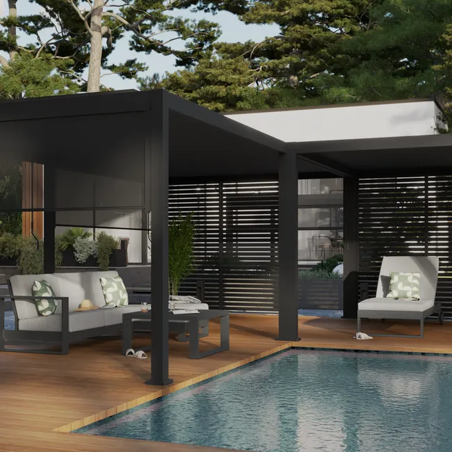 Pérgola bioclimática NATERIAL Modus de aluminio antracita de 720 x 720 cm