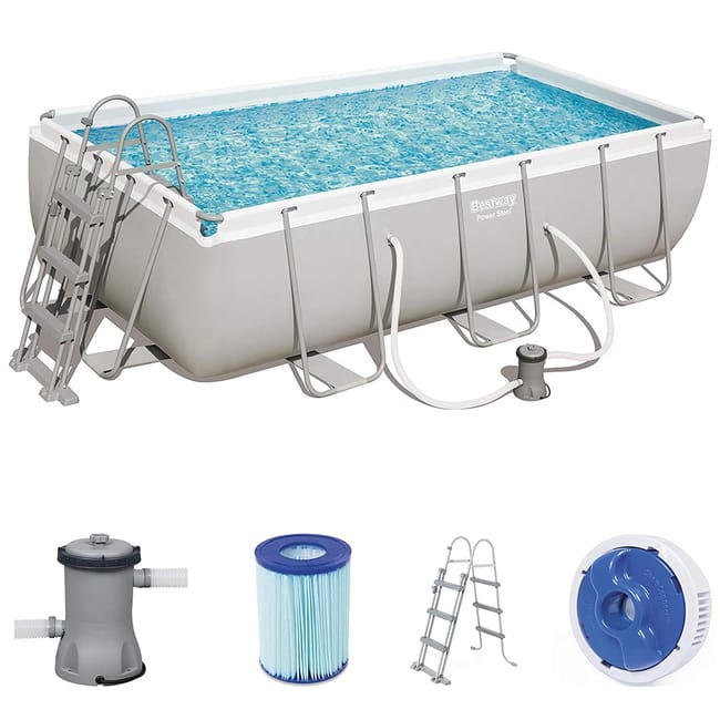 Piscina tubular rectangular 404 x 201 x 100 cm Bestway PowerSteel 6 478 litros + bomba, filtro y escala