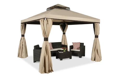 Pabellón de jardín con mosquitera y cortinas Valencia 3x3m