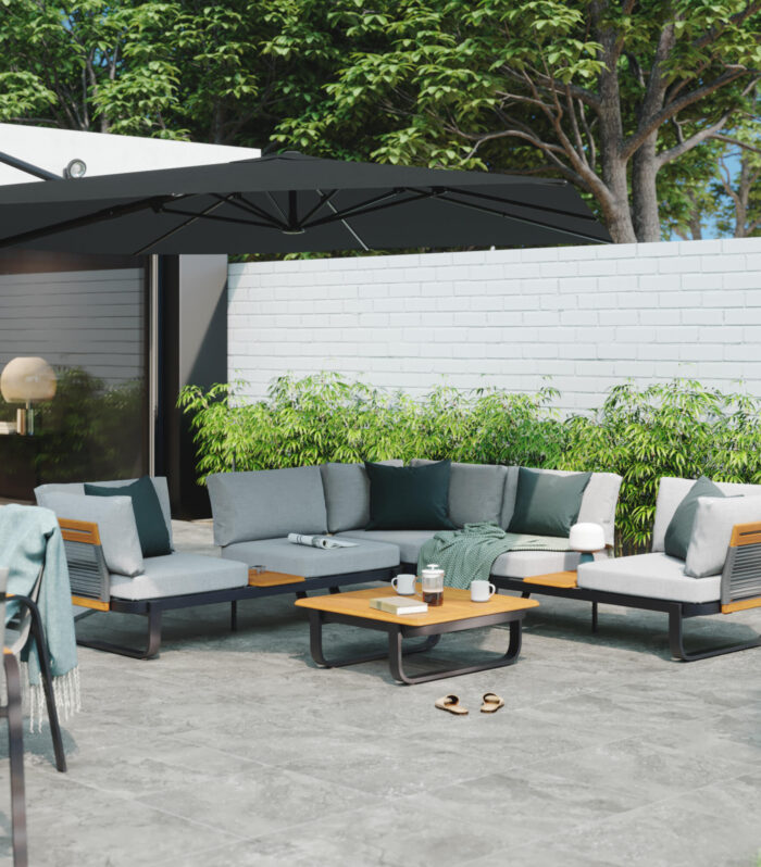 Set de jardín NATERIAL Calypso de aluminio gris para 5 personas