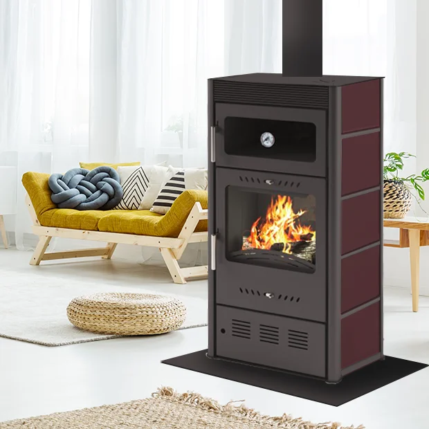 MODERNA Estufa de Leña con Horno Horno Luxe 10 kW Roja
