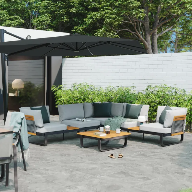 Set de jardín Calypso de aluminio gris para 5 personas