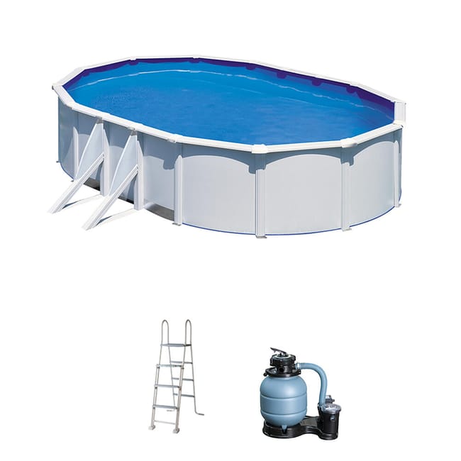 5 x 3 x 1,2 m — Depósito recreativo desmontable de acero blanco ovalada GRE
