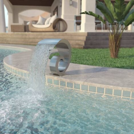 Piscina con Cascata en Acero Inox 50x30x53 cm Argento vidaXL142371