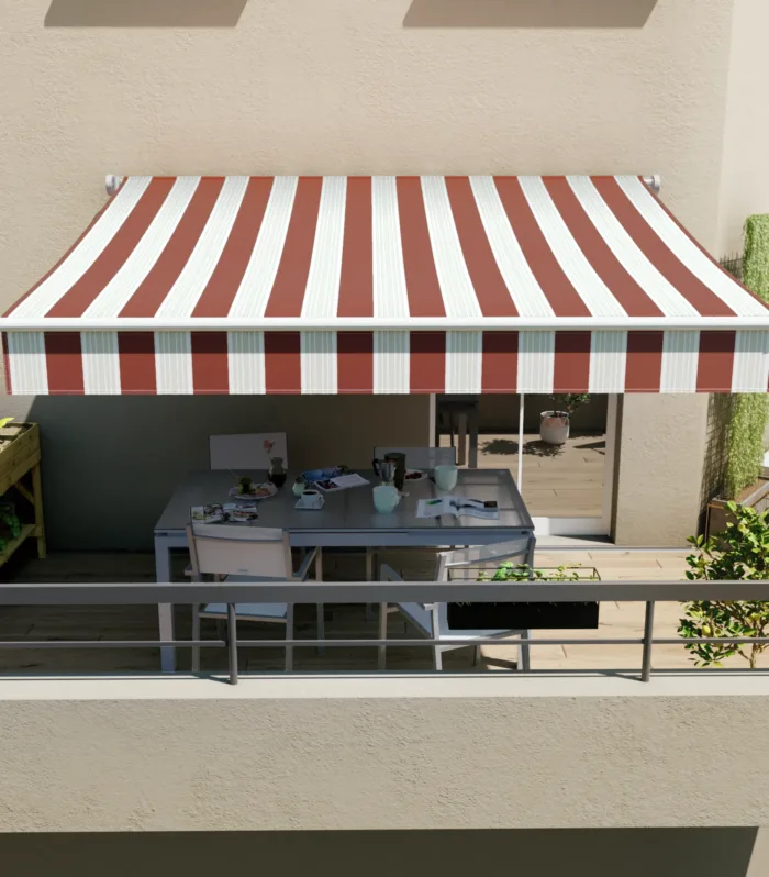 Tenda Manuale Semplice Naterial Calima Stripes Beige Rojo 2 5X2M