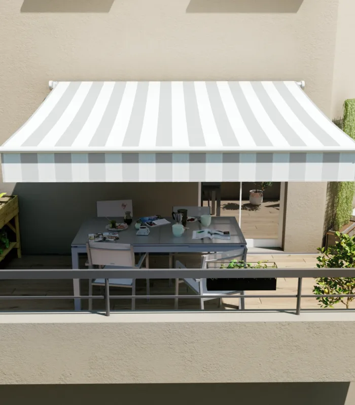 Tenda Manuale Semplice Naterial Calima Strisce Blanco Gris 2 95X2M