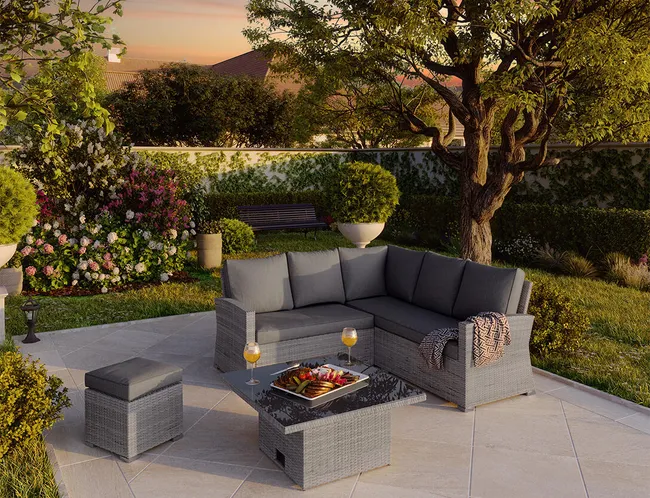 Mobili de jardín Davos NATERIAL gris aluminio, 6 persone