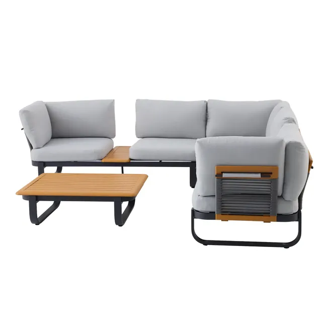 Set de jardín NATERIAL Calypso en aluminio gris para 5 persone