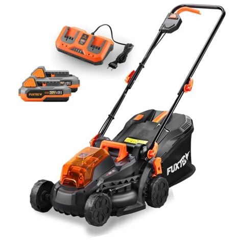 Cortacésped de batería FUXTEC 40V (2x20V) E1RM20 incl. Batería de iones de litio 2x20V 2Ah y doble caricabatterie: anchura de corte 33 cm