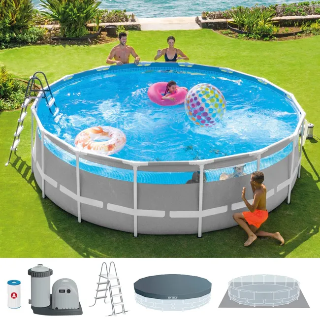 Piscina removibile INTEX Prism Frame Clearview + filtro a cartuccia con finestra panoramasca