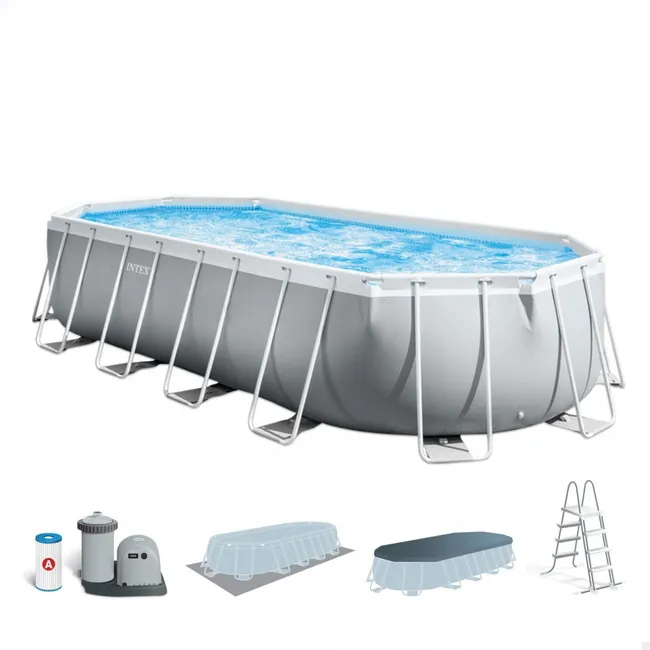 Piscina ovale desmontable con chasis prismatico Intex 610x305x122 cm con depuratore