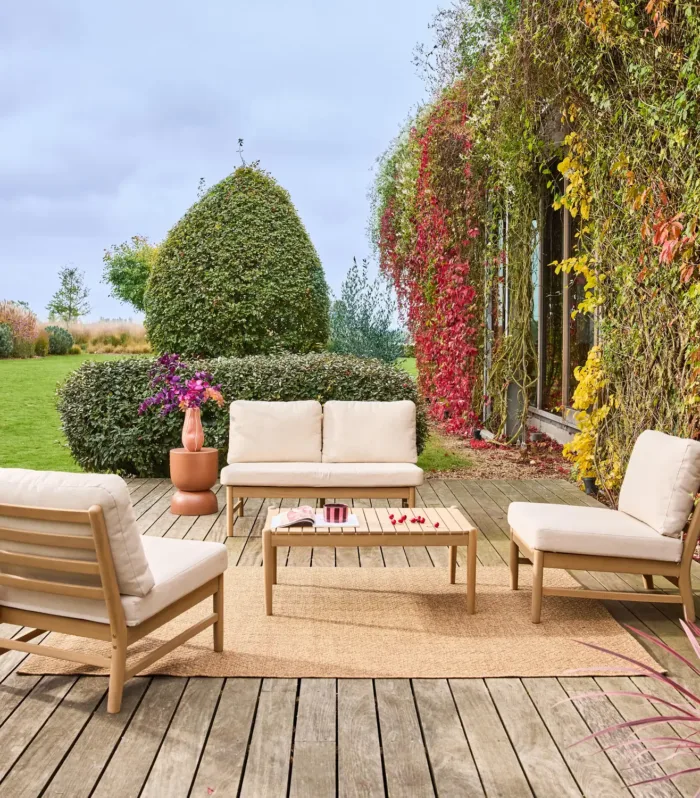 Lunari Conjunto de muebles de jardín de madera de acacia, 4 plazas