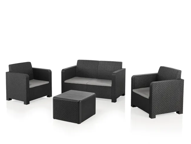 Set Relax Da Jardín Mesa In Resina Con Contenitori E Divani nuevo Naterial