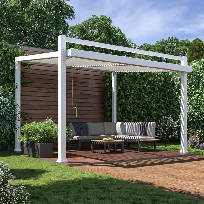 Pérgola Odyssea en aluminio blanco 319x380 cm