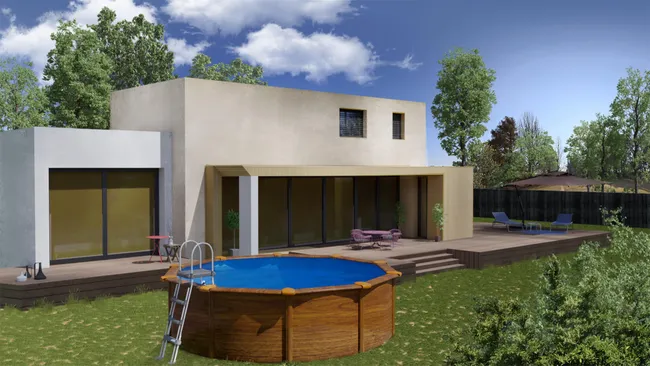 Piscina rotonda desmontable GRE en acero simil madera Ø 3 x 1,2 m