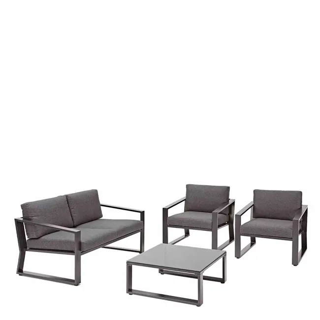 Set de jardín NATERIAL Lyra en aluminio gris para 4 persone