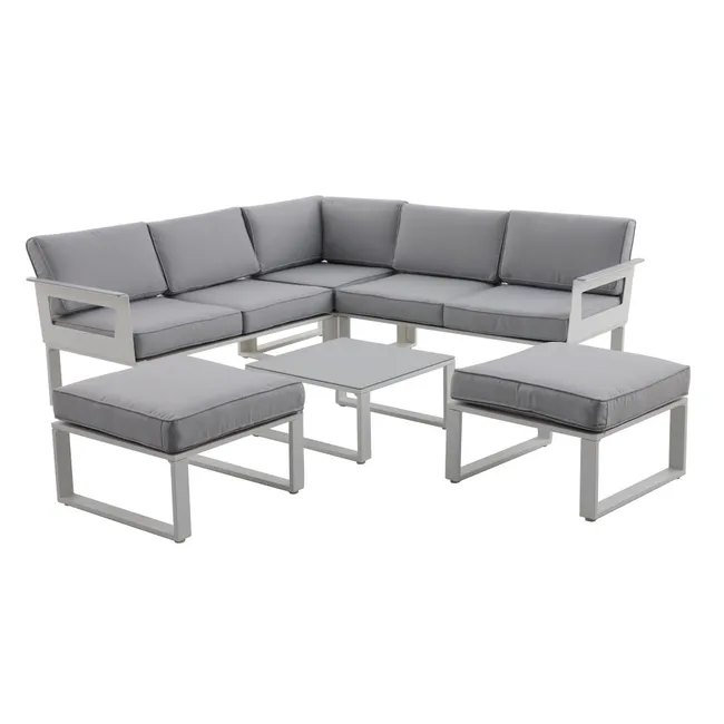 Set mesa relax y sofá de jardín Odyssea Naterial en aluminio blanco