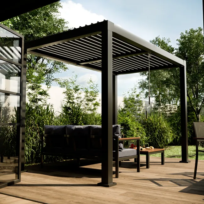 NATERIAL Pérgola Clima Bio gris aluminio 313x198 cm
