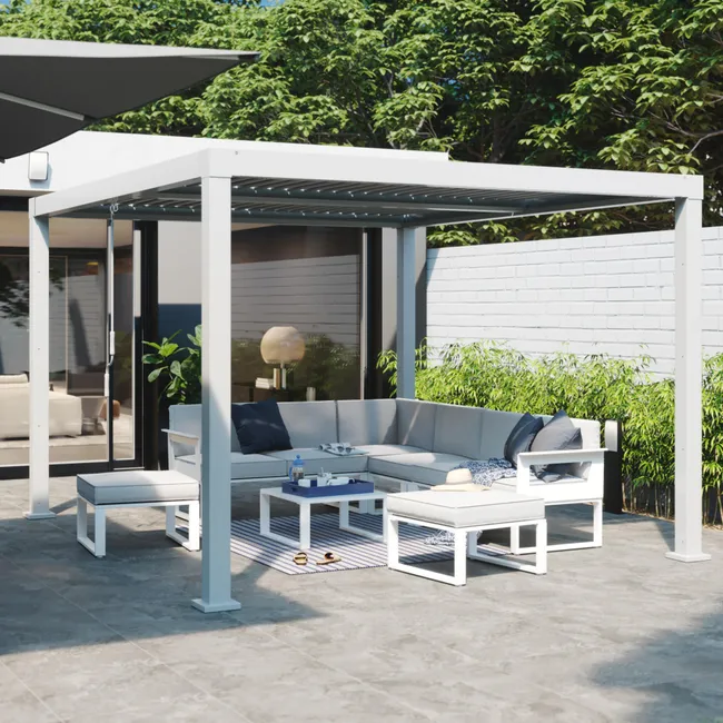Estructura de cubierta de aluminio Clima Bio blanca 358x313 cm
