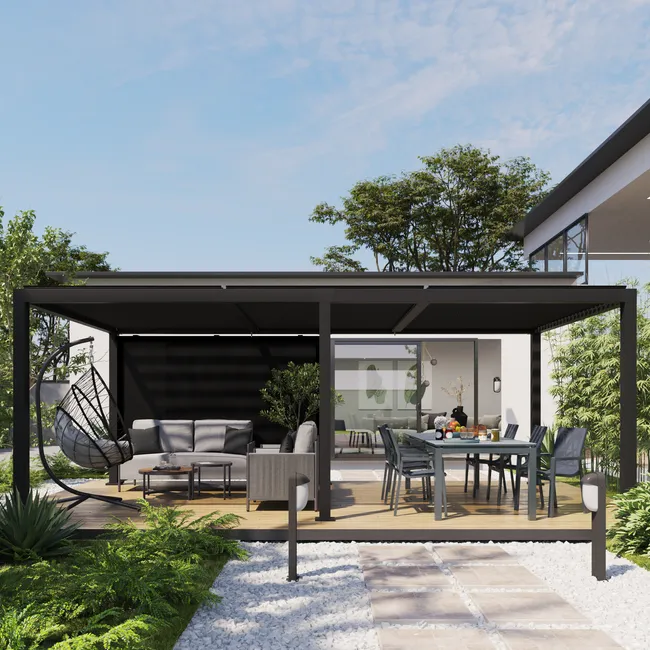 NATERIAL Pérgola Clima Bio gris aluminio 313x614 cm