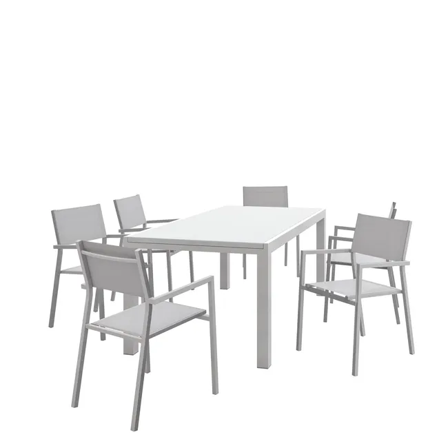Mesa de jardín extensible en aluminio Naterial Lyra II blanco 180/260x75x96 cm