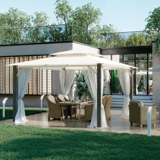 NATERIAL Pérgola en aluminio Ágora blanca 301x401 cm