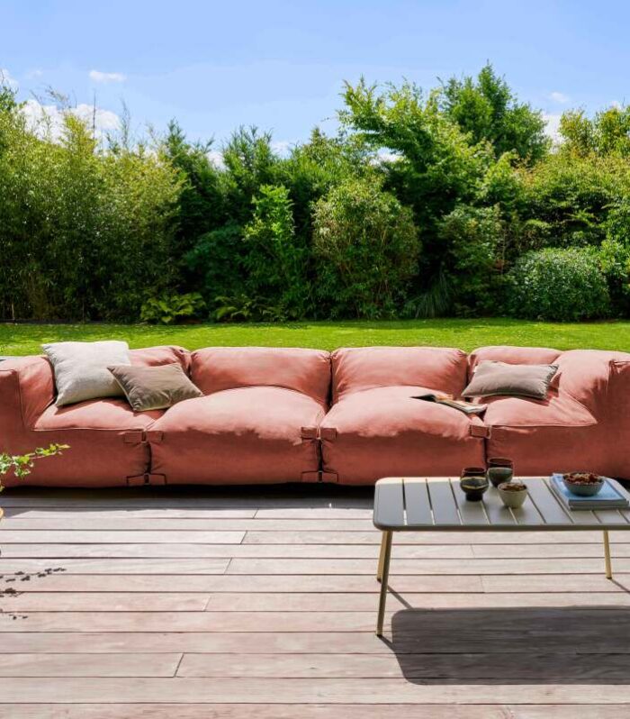 Sofá modular de exterior para 4 personas con 2 sillones y 2 sillones esquineros