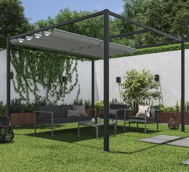 NATERIAL Pérgola Horali acero gris 297x297 cm