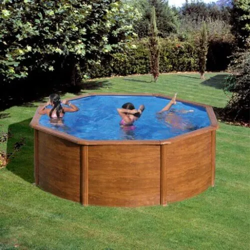Piscina PACIFIC Ø 350 x 120 cm parete en acero con decoro madera Astralpool