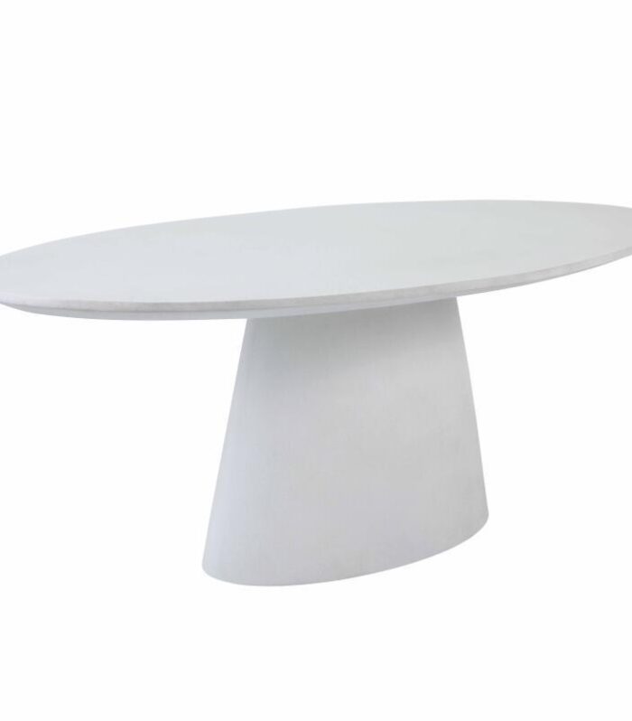 Mesa de jardín oval efecto hormigón liso 8 personas 200x110 cm