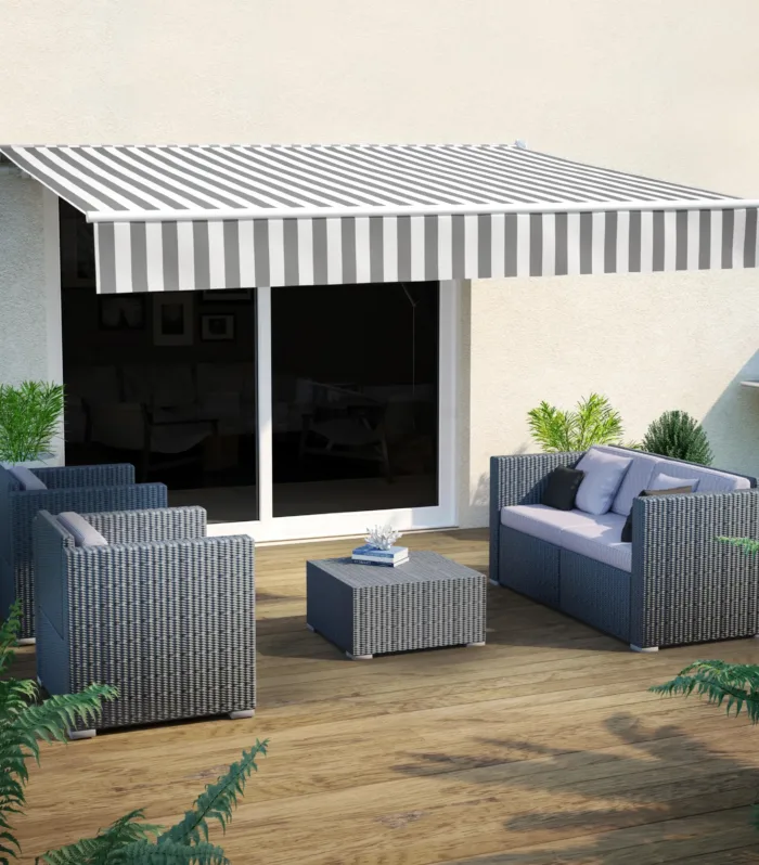 Tenda Manuale Naterial Simple Calima Stripes Blanco Gris 3 95X3M