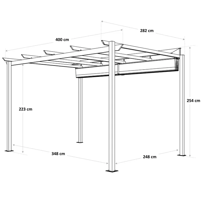 NATERIAL Pérgola en aluminio antracita Omega 400x282 cm