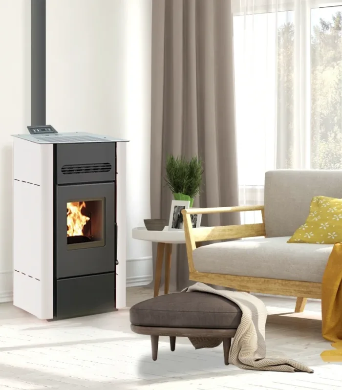 BELLEZA STARK Estufa de pellet canalizable 15 kW blanca