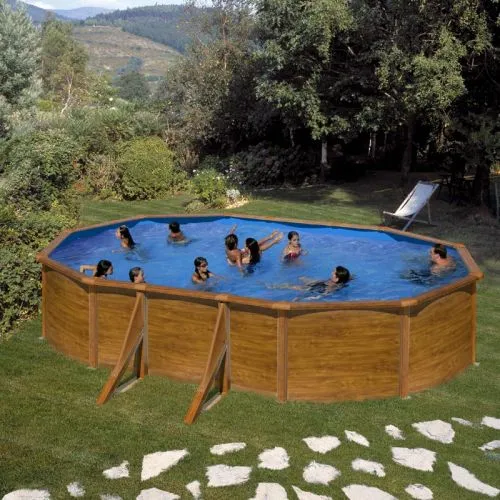 Piscina ovale rimovibile en acero GRE simil madera 5 x 3 x 1,2 m