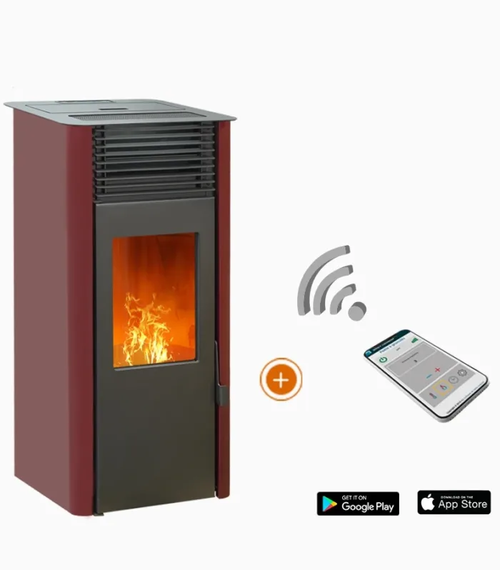 Pack promocional: Estufa de pellet estanca Bordeaux EMAFLAM REVA 9 kW + WiFi Box gratuito