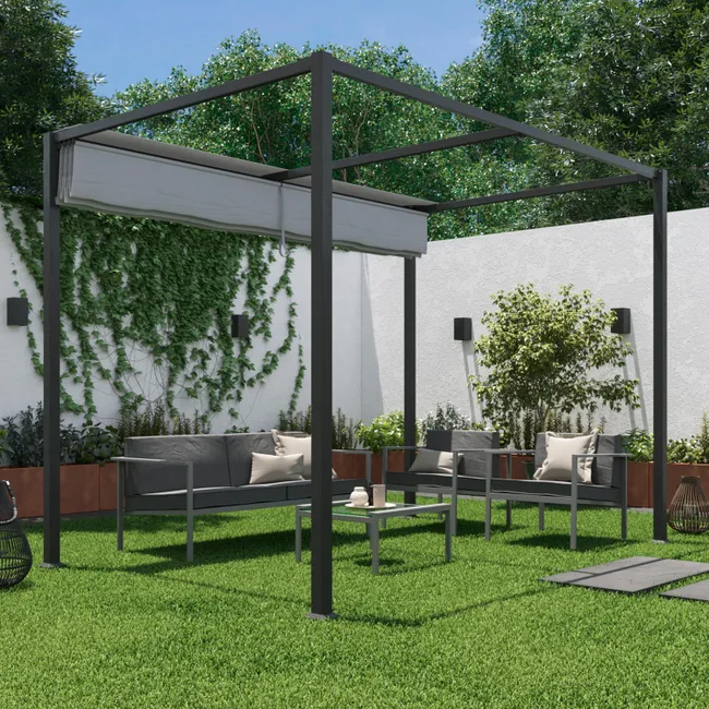 Pérgola gris antracita Naterial Horali – 6 m²