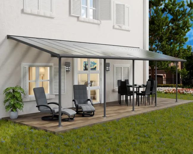 Pérgola adosada Sierra 299x860 m gris