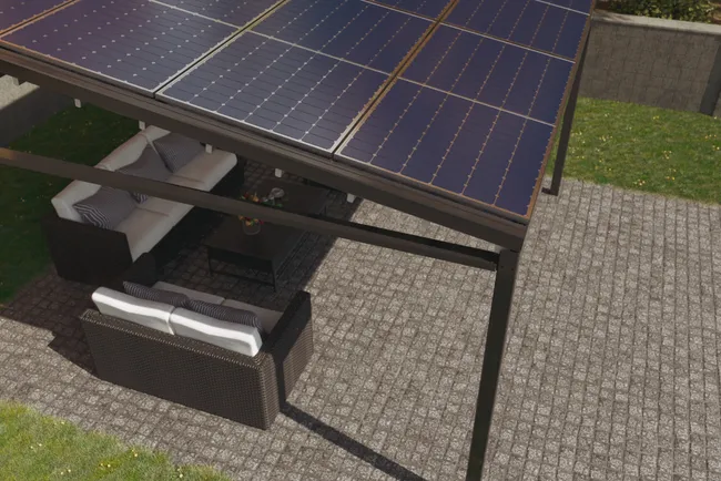 Pérgola de aluminio Genova Solar gris de 484x478 cm