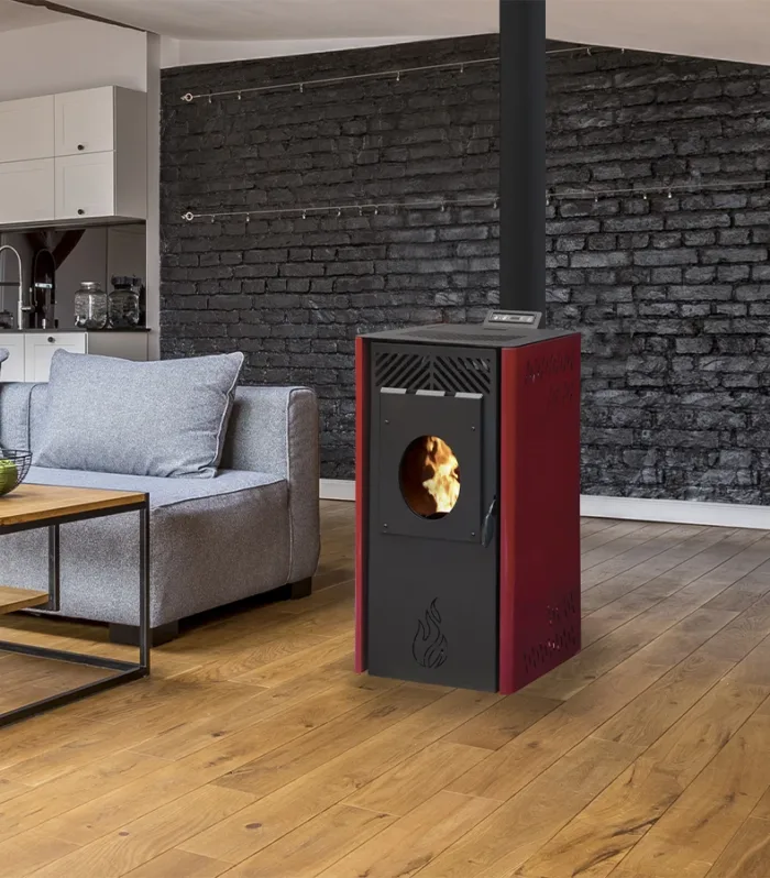 Estufa de pellet BEAUTY Puerto roja 11KW