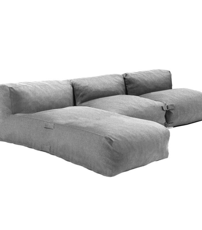 Sofá modular de exterior para 3 personas con 2 sillones y 1 chaise longue