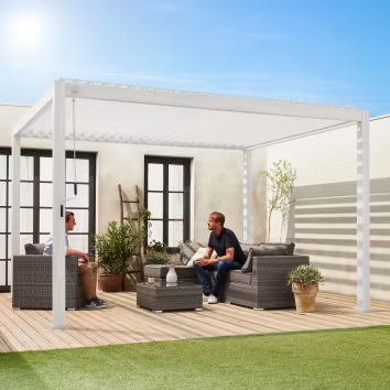Triomphe 3x4m - Pérgola bioclimatica blanca - 3x4m, en aluminio, con lamelle