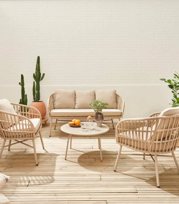 Conjunto de muebles de jardín de cuerda, 4 plazas