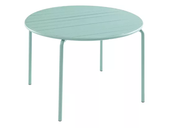 Mesa de jardín redondo en metal MIRMANDE - D.110 cm - Verde almendra