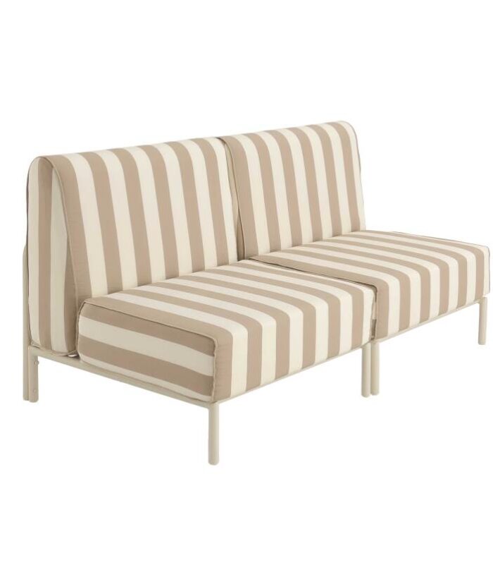 Sofá modular de exterior a rayas para 2 personas con 2 sillones