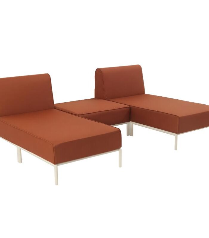 Sofá modular de exterior para 3 personas con 2 chaise longues y 1 puf