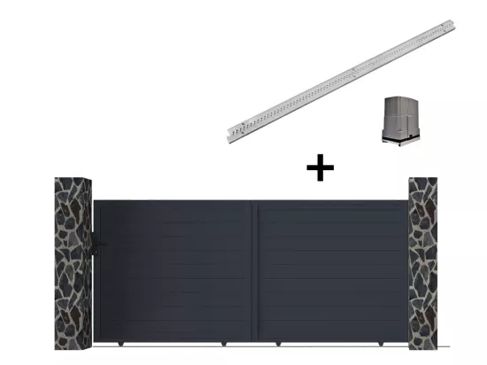 Cancello scorrevole eléctrico L416 x H180 cm Aluminio massiccio Antracita - NAZARIO